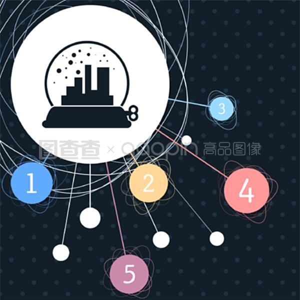 工廠圖標背景、點與信息樣式的商務信息咨詢解析